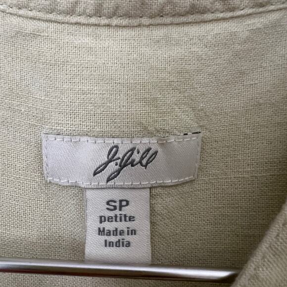 J.Jill Linen Cotton Blend Light Green Yellow Button Down Tunic Top Size S - Picture 5 of 10